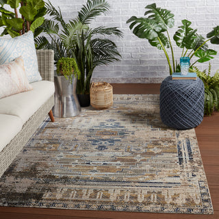 Jaipur Living Polaris Cicero POL42 Tan/Blue Area Rug Lifestyle Image Feature