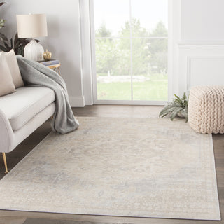 Jaipur Living Peridot Baun PRD01 Beige/Silver Area Rug Lifestyle Image Feature