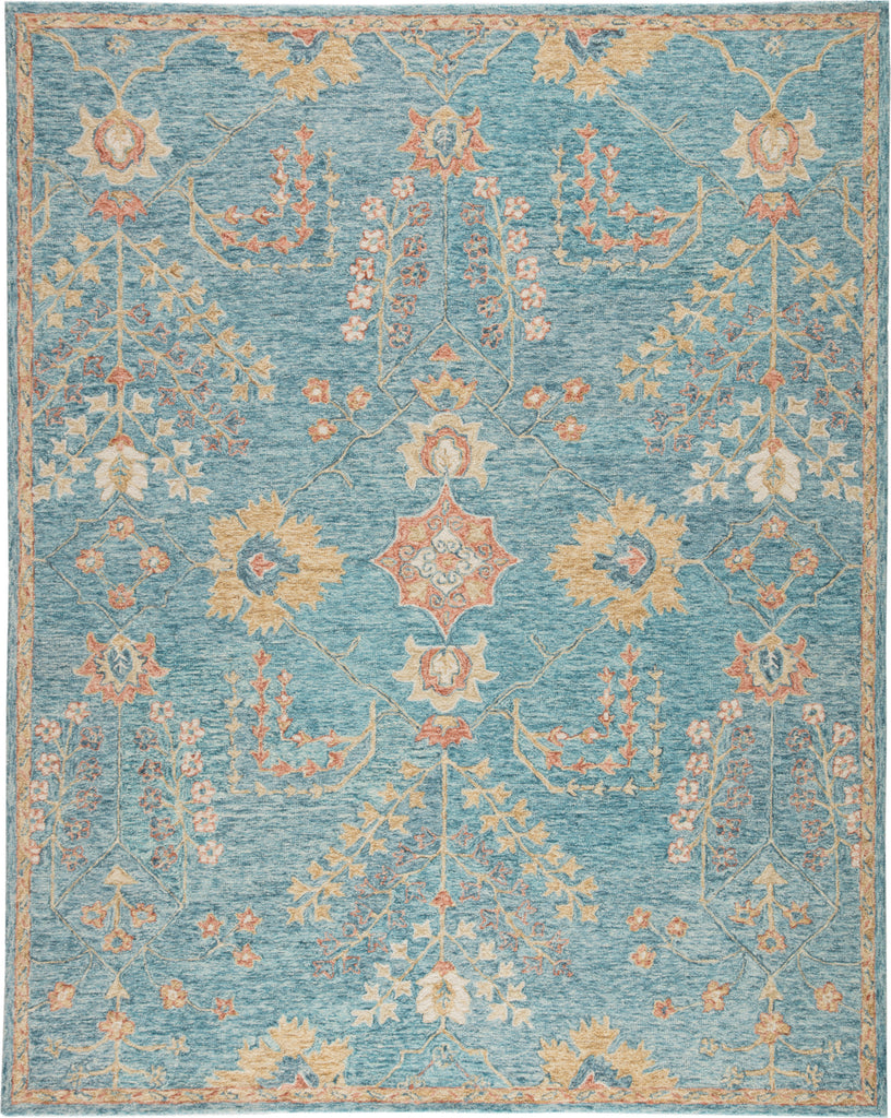 Jaipur Living Province Juniper PRO02 Teal/Orange Area Rug - Top Down