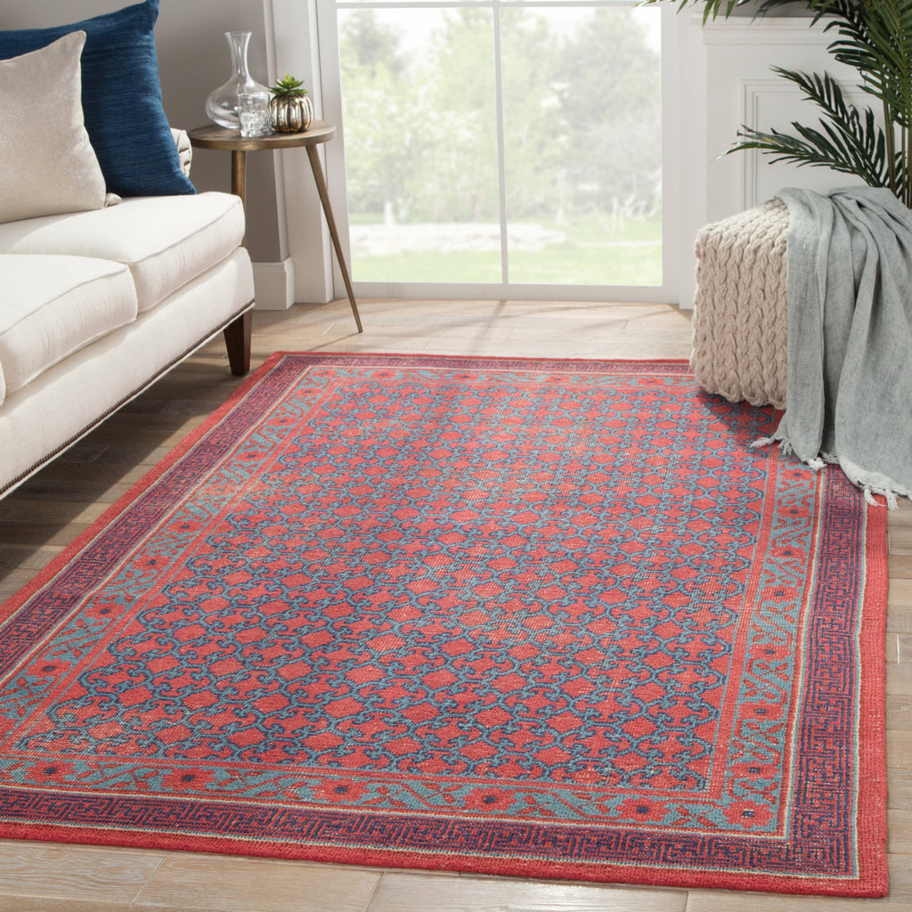 Jaipur Living Revolution Concord REL04 Red/Blue Area Rug Lifestyle Image Feature