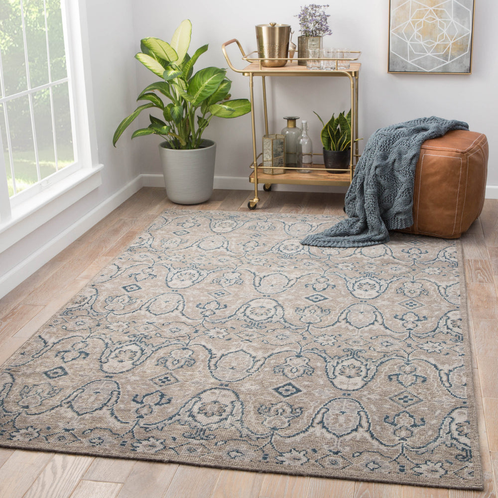 Jaipur Living Revolution Williamsburg REL06 Gray/Navy Area Rug Lifestyle Image Feature