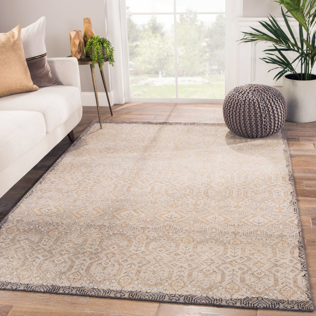 Jaipur Living Revolution Prospect REL10 Gray/Gold Area Rug Lifestyle Image Feature