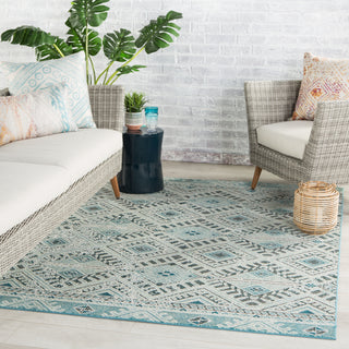 Jaipur Living Rhythmik Sax RHN07 Blue/White Area Rug by Nikki Chu Lifestyle Image Feature