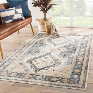 Jaipur Living Sarinen Sunkaya SAR02 Blue/Beige Area Rug Lifestyle Image Feature