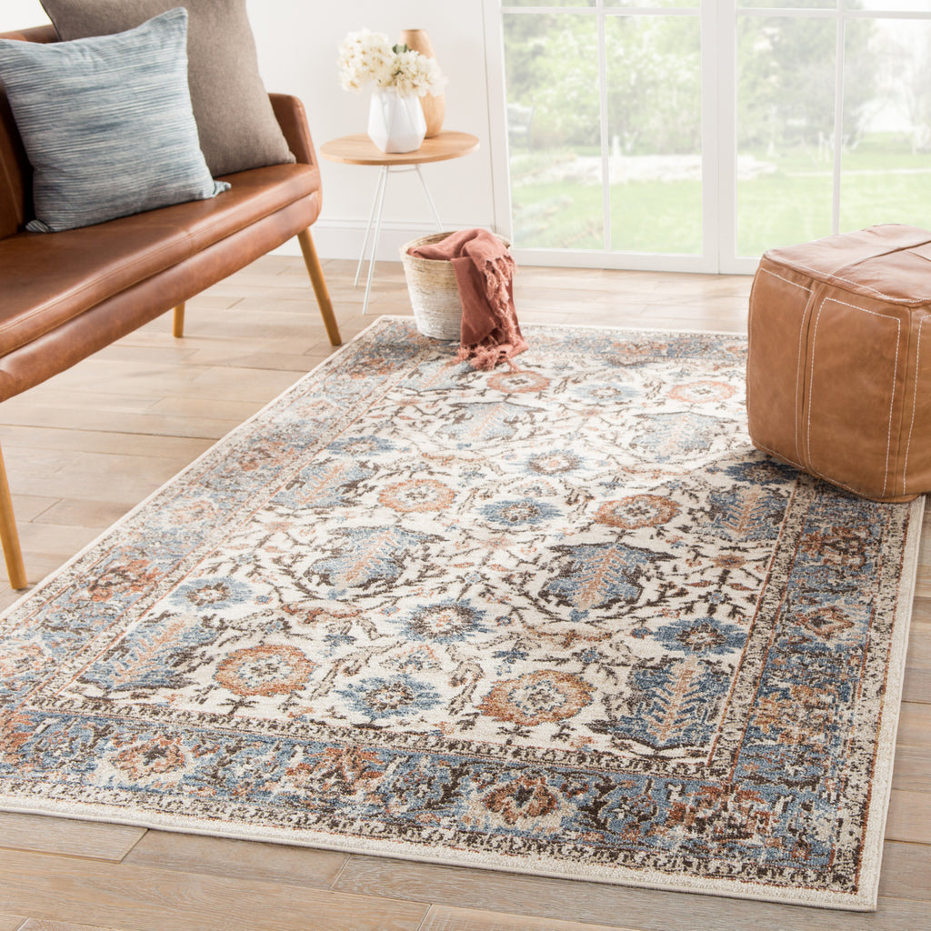 Jaipur Living Sarinen Isparta SAR07 Blue/Red Area Rug Lifestyle Image Feature