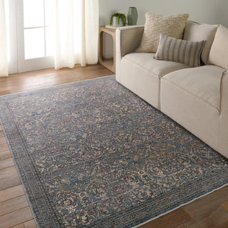 Jaipur Living Solene Feronia SLE02 Blue/Cream Area Rug Lifestyle Image Feature