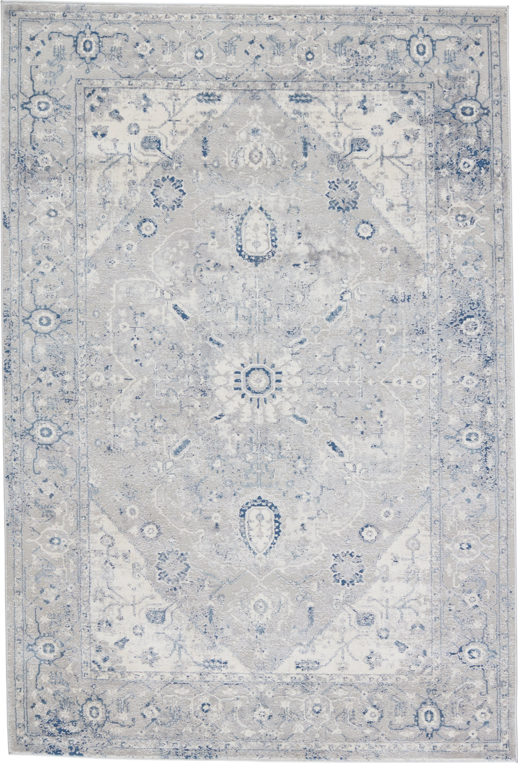 Jaipur Living Solace Dianella SOC02 Light Gray/Dark Blue Area Rug by Vibe - Top Down