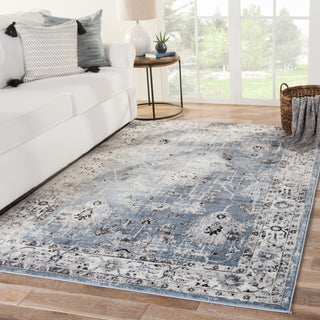 Jaipur Living Solstice Nashira SOL01 Blue/White Area Rug Lifestyle Image Feature