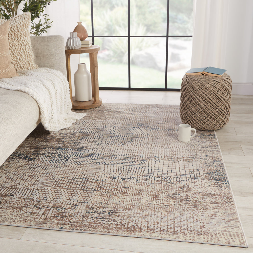 Jaipur Living Tectonic Tolsten TEC04 Tan/Blue Area Rug by Vibe Lifestyle Image Feature
