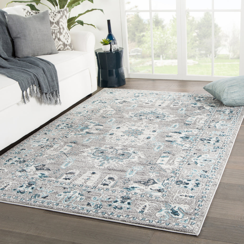 Jaipur Living Valen Lyme VAL06 Light Gray/Turquoise Area Rug Lifestyle Image Feature