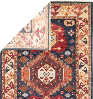 Jaipur Living Village Karter VBA05 Blue/Red Area Rug by Artemis Folded Backing Image