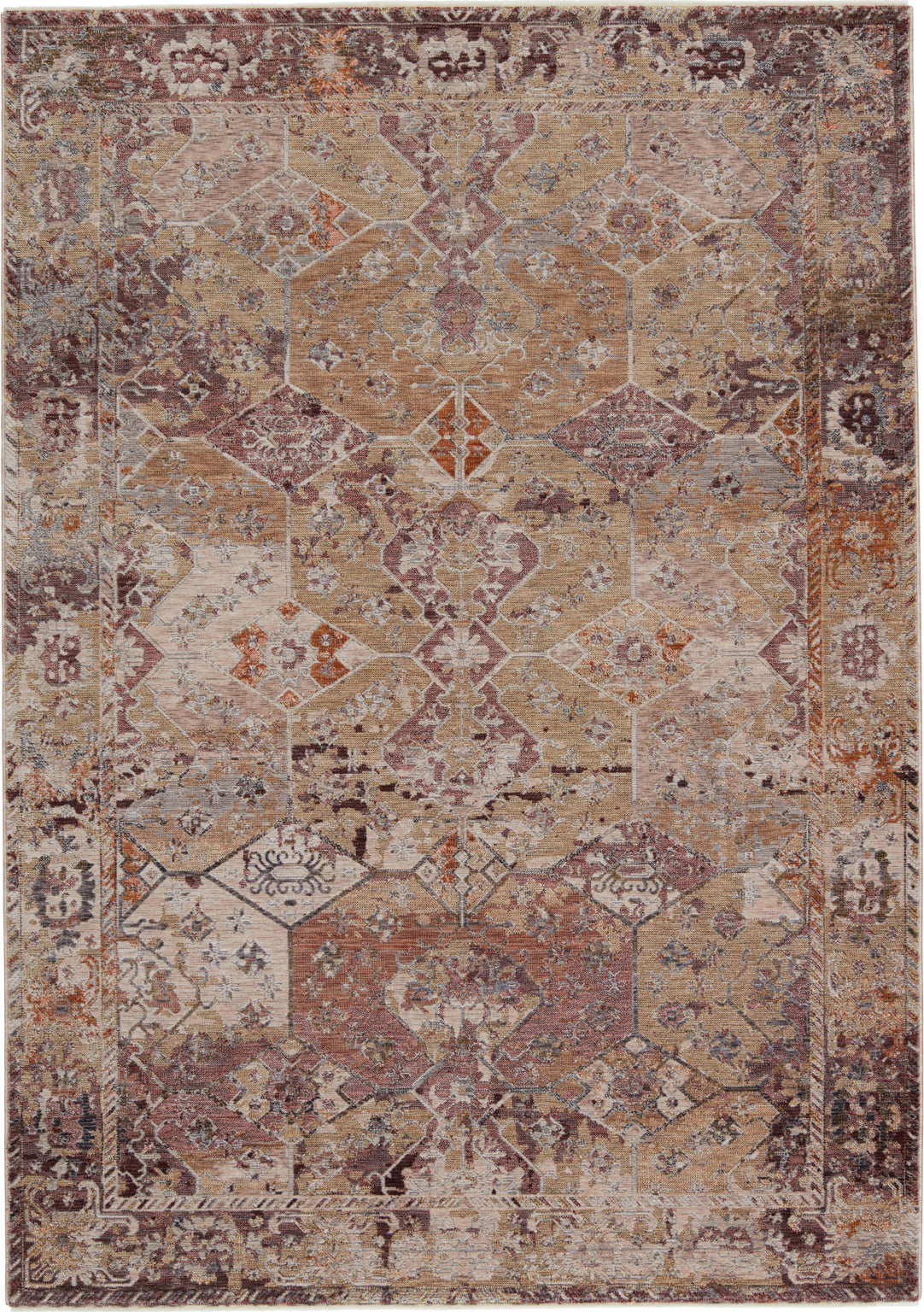 Jaipur Living Valentia Thessaly VLN11 Gold/Maroon Area Rug - Top Down