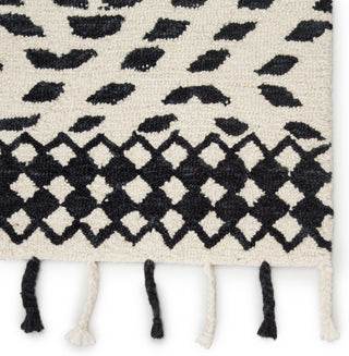 Jaipur Living Vera Roka VNK04 Ivory/Black Area Rug by Nikki Chu Corner Close Up Image