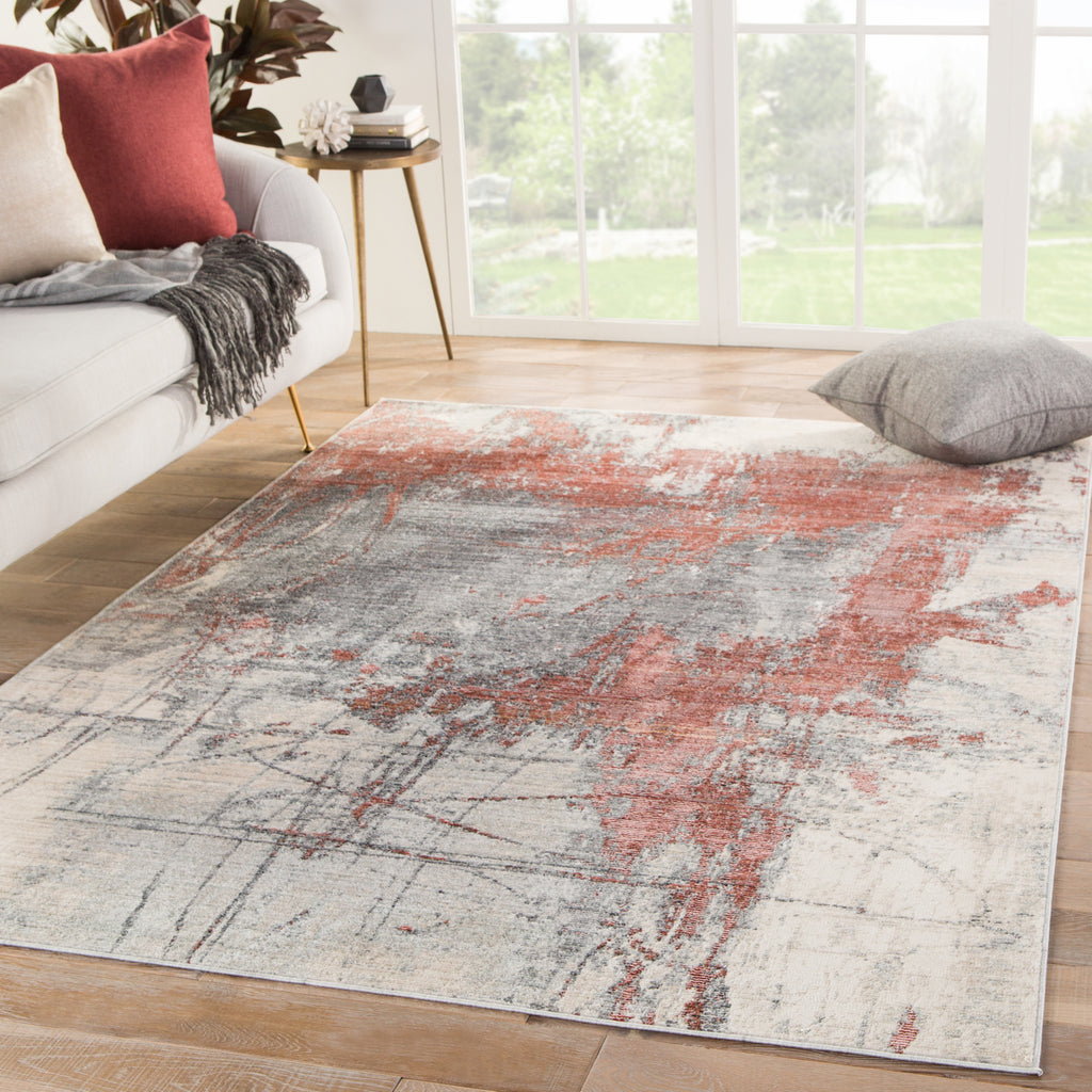 Jaipur Living Valor Patton VOR05 Gray/Red Area Rug Lifestyle Image Feature
