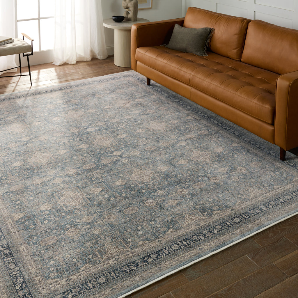 Jaipur Living Winsome Brinson WNO08 Blue/Taupe Area Rug Lifestyle Image Feature
