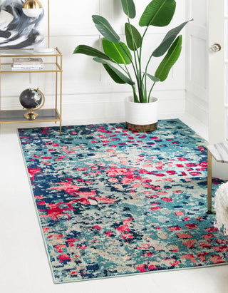 Unique Loom Jardin T-A325 Blue Area Rug Rectangle Lifestyle Image Feature