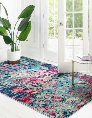 Unique Loom Jardin T-A325 Blue Area Rug Rectangle Lifestyle Image