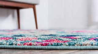 Unique Loom Jardin T-A325 Blue Area Rug Round Lifestyle Image