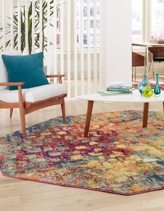 Unique Loom Jardin T-A325 Multi Area Rug Octagon Lifestyle Image