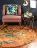 Unique Loom Jardin T-A325 Orange Area Rug Round Lifestyle Image