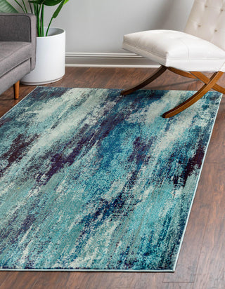 Unique Loom Jardin T-B116 Blue Area Rug Rectangle Lifestyle Image Feature