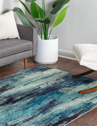 Unique Loom Jardin T-B116 Blue Area Rug Rectangle Lifestyle Image