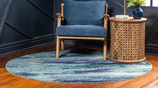 Unique Loom Jardin T-B116 Blue Area Rug Round Lifestyle Image