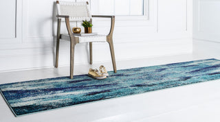 Unique Loom Jardin T-B116 Blue Area Rug Runner Lifestyle Image