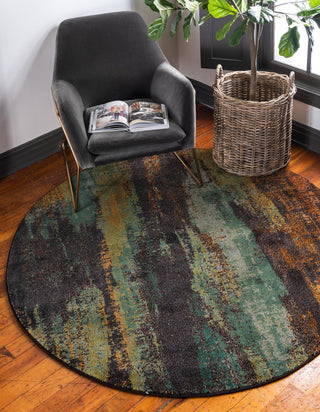 Unique Loom Jardin T-B116 Multi Area Rug Round Lifestyle Image