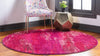 Unique Loom Jardin T-B116 Pink Area Rug Round Lifestyle Image