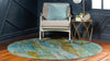 Unique Loom Jardin T-B116 Turquoise Area Rug Round Lifestyle Image