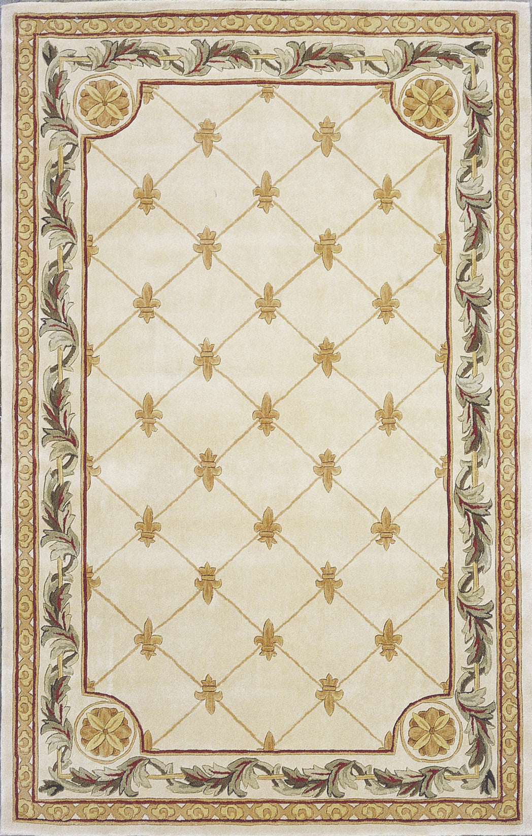 KAS Jewel 0313 Sage Fleur-De-Lis Area Rug – Incredible Rugs and Decor