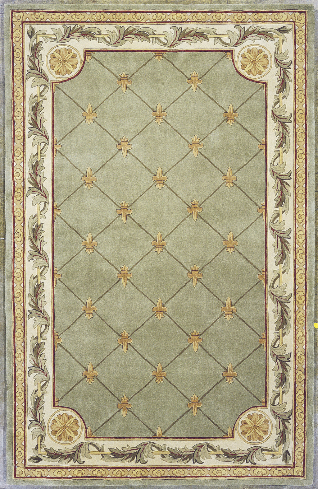 KAS Jewel 0313 Sage FleurDeLis Area Rug Incredible Rugs and Decor