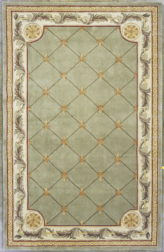 KAS Jewel 0313 Sage Fleur-De-Lis Hand Tufted Area Rug