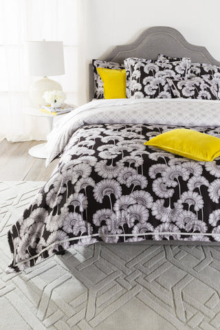 Surya Japanese Floral JFB-2002 Black Bedding by Florence Broadhurst 