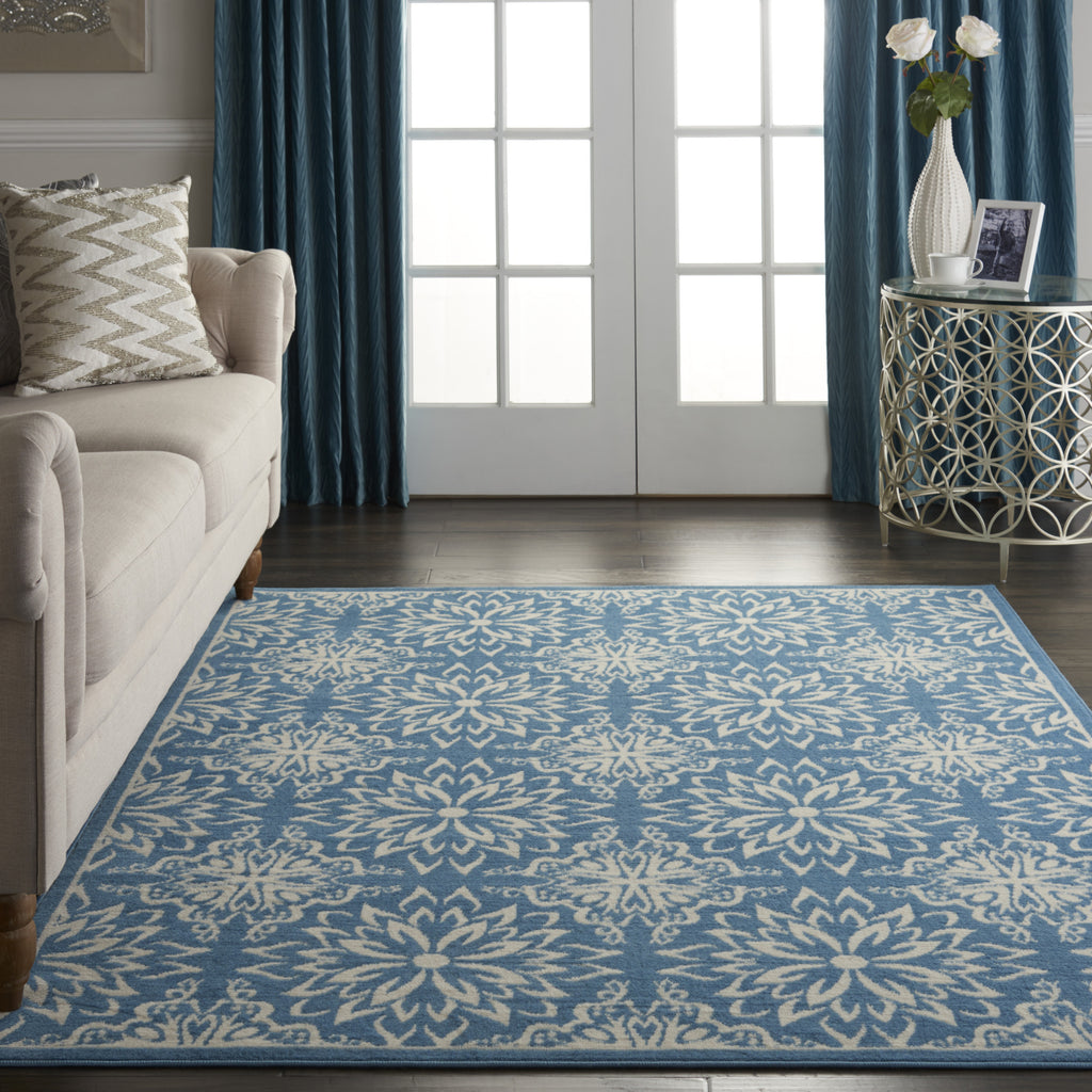 Jubilant JUB06 Ivory/Blue Area Rug by Nourison Room Scene Featured