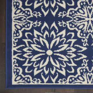 Nourison Jubilant JUB06 Navy/Ivory Area Rug Corner