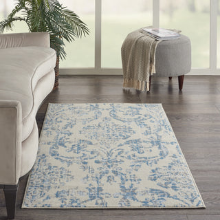 Nourison Jubilant JUB09 Ivory Blue Area Rug Room Scene Feature