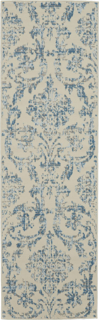 Jubilant JUB09 Ivory/Blue Area Rug by Nourison 2'3'' X 7'6'' Runner