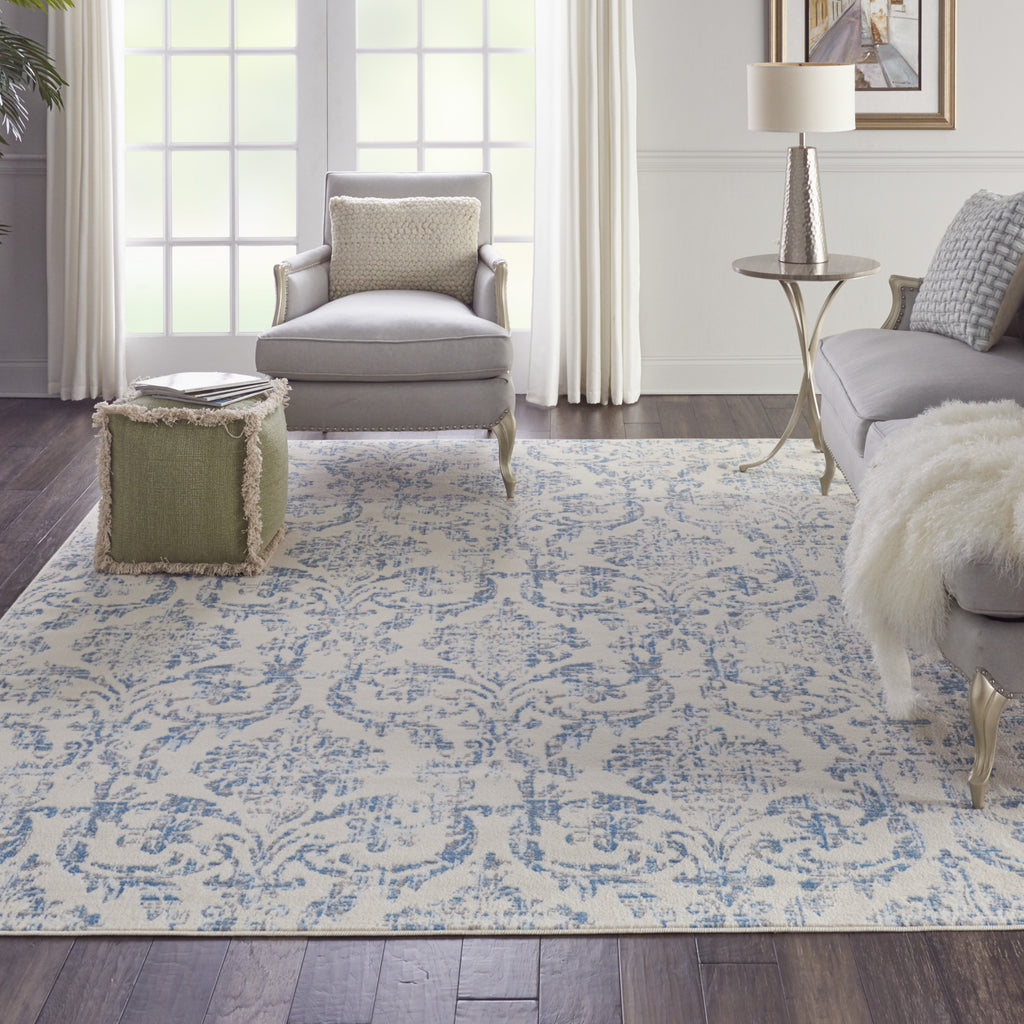 Jubilant JUB09 Ivory/Blue Area Rug by Nourison Room Scene Featured
