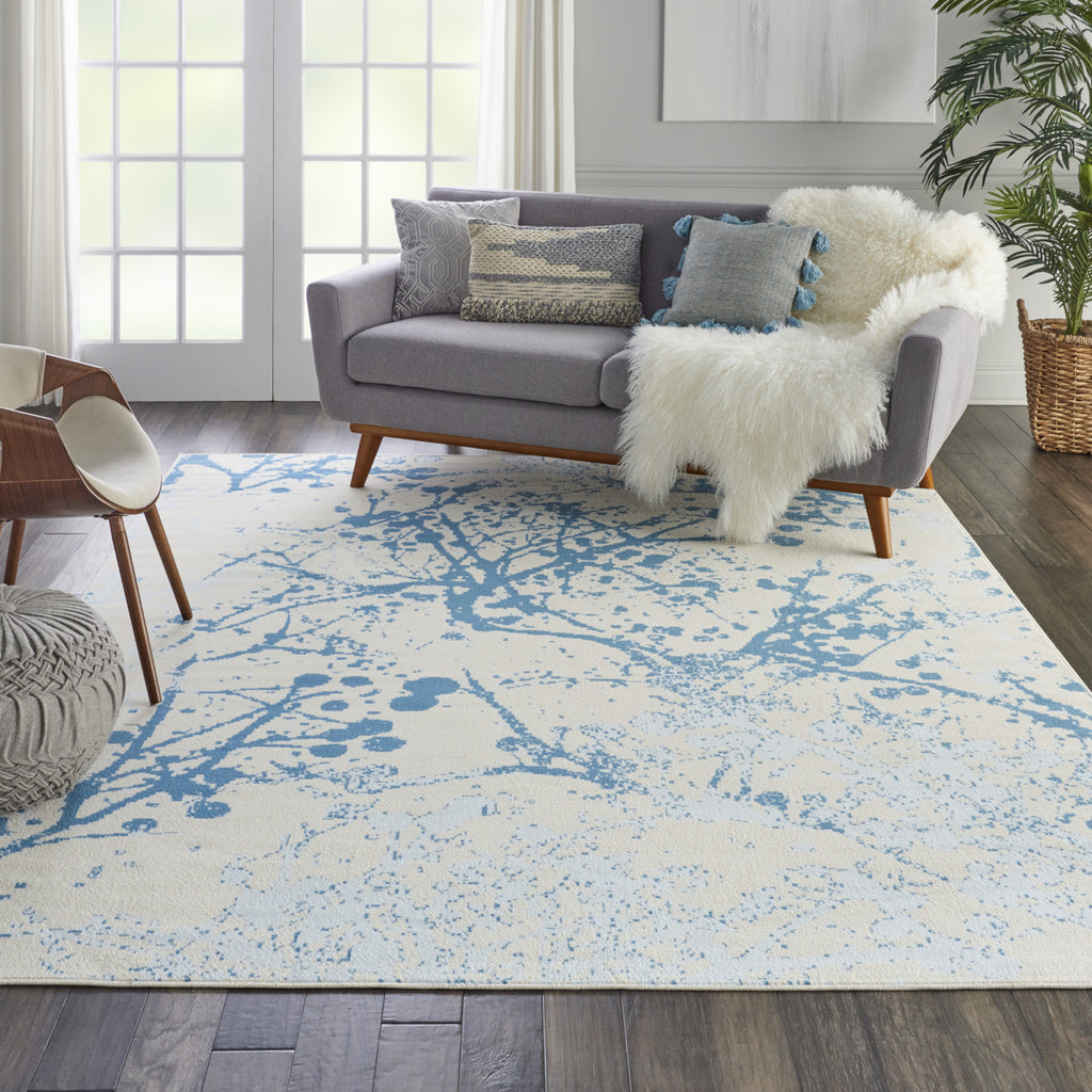 Jubilant JUB12 Ivory/Blue Area Rug by Nourison Room Scene Featured