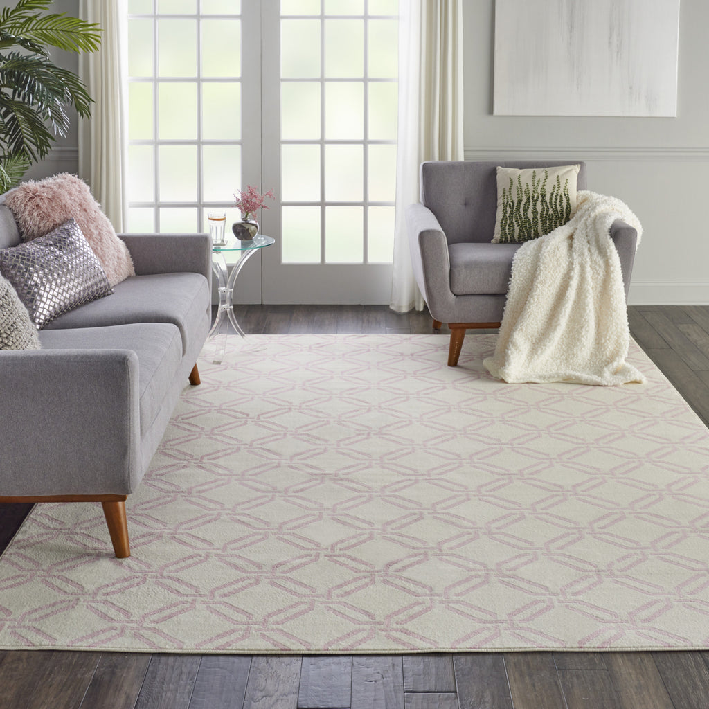 Jubilant JUB17 Ivory/Pink Area Rug by Nourison Room Scene Featured