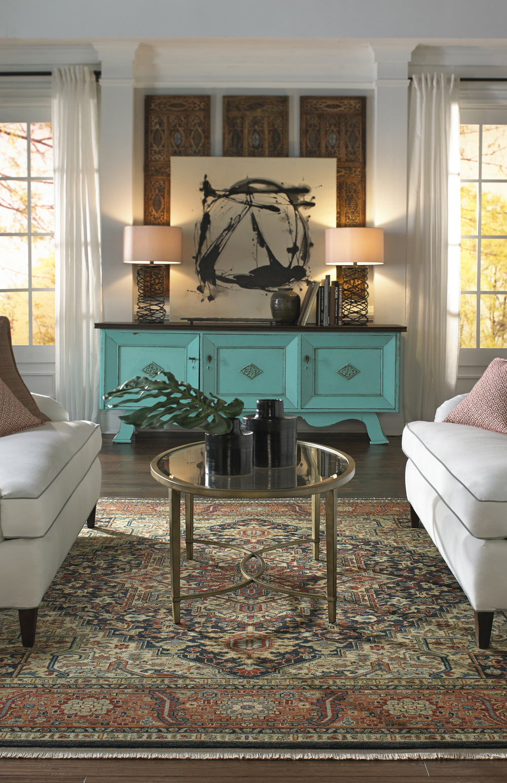 Karastan Sovereign Maharajah Navy Area Rug Room Scene Feature