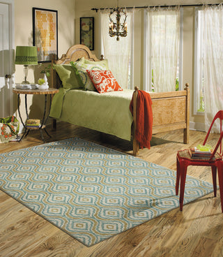 Karastan Pacifica Castleton Aqua Area Rug Room Scene Feature