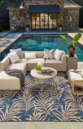 Karastan Portico Hanalei Bay Navy Area Rug Room Scene Feature