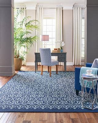 Karastan Portico Amalfi Navy Area Rug Room Scene