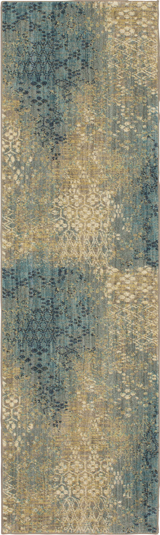 Karastan Intrigue Mesmerize Aqua Area Rug Runner