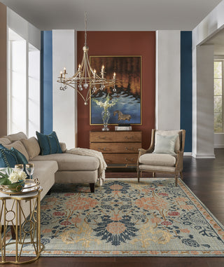 Mohawk Home Vintage Tapis Paris Garden Aquamarine Area Rug by Patina Vie Room Scene Feature