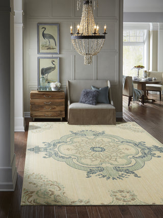 Mohawk Home Vintage Tapis Crown Jewel Aqua Beige Area Rug by Patina Vie Room Scene Feature