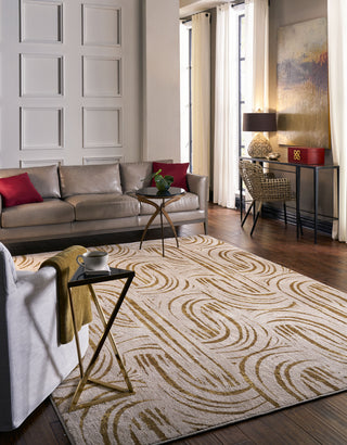 Karastan Artisan Equilibrium Brushed Gold Area Rug by Scott Living Style Image Feature